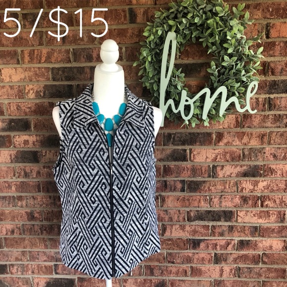 Chico's Jackets & Blazers - 5/$15 {CHICOS} Blue Geometric Printed FullZip Vest